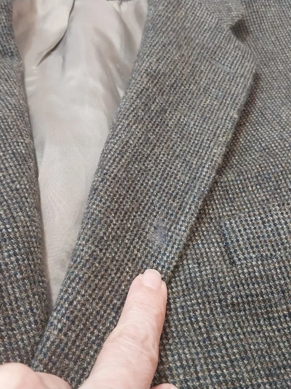 Chaps Ralph Lauren Blazer 100% Pure Wool 50R Brown Houndstooth Jacket Sport Coat